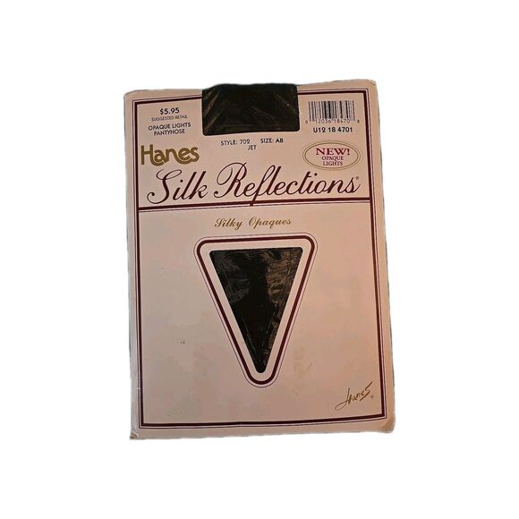 Hanes Silk Reflections Silky Opaques Pantyhose Color Jet Black Size AB New - Picture 1 of 5